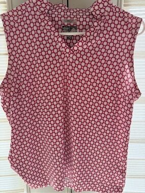 Adidas Sleeveless Dark Pink Geometric V-Neck Top